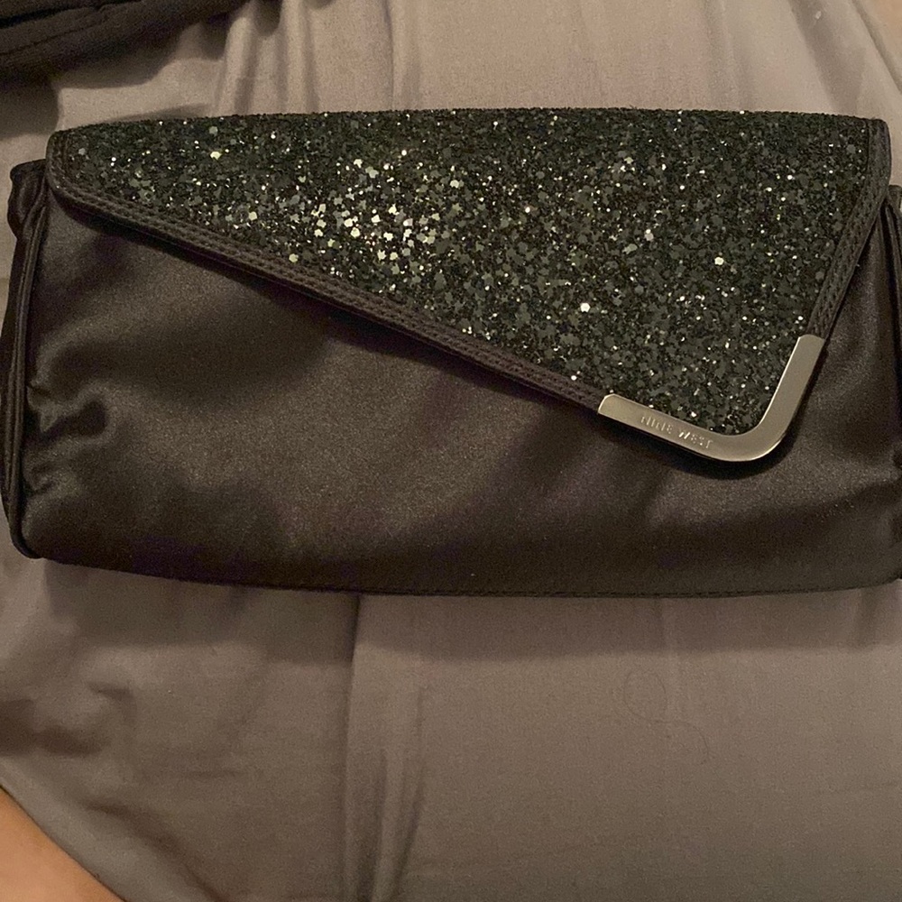 Black glitter clutch